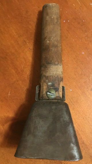 Primitive Antique Hand Made Metal (brass?) And Wood Bell - 6 " Tall - Ships