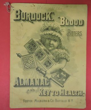 Antique Vtg 1888 Burdock Blood Bitters Almanac & Key To Health Booklet