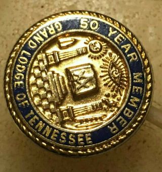 Freemason Mason Masonic Grand Lodge Of Tennessee 50 Years Member Pin Award