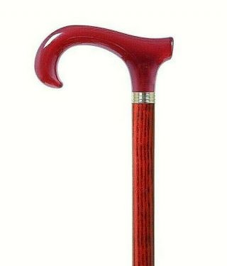 Wooden Walking Stick Cane Deep Red Handle Quality Cane Walking Stick End Rubber