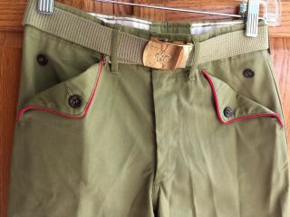 Bsa Boy Scouts Of America Boy Girl 26 X 26 (10 - 12) Green Uniform Pants Belt Vtg