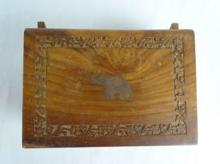 Large Vintage Indian Hand Carved Jewllery Box Elephant motif in Brass India 2