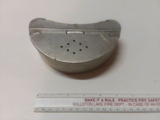 Vintage Metal Bait Box Belt - Mount Worm Can Fishing Memorabilia 1950 - 60s (154)