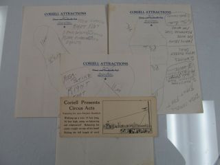 Coriell Circus Wire Act 3 Letterheads & Ad Card