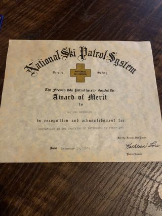 Vintage National Ski Patrol Patch And Award of Merit 1970s 3