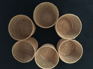 Vintage Japanese Handmade Bamboo Weave Style Tea Cup Holders 6