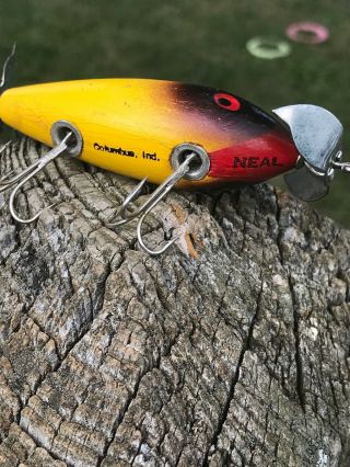 VINTAGE WOOD NEAL SPINNER TOUGH COLOR LURE 4
