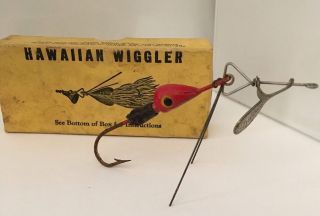 Vintage Old Fishing Lure Fred Arbogast Hawaiian Wiggler Bait And Box