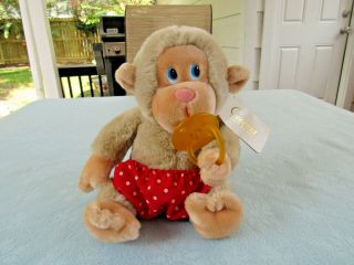 Vintage Russ Berrie Caress Soft Pets Chee Chee Monkey With Pacifier Plush
