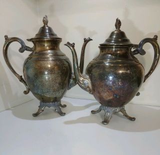 Vintage Wm Rogers Silver Plate Coffee Tea Pots Pewter