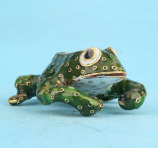 Unique China Cloisonne Enamel Statue Figurine Animal Frog Mascot Collec Gift