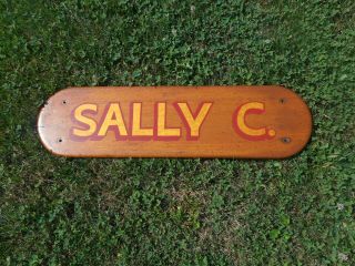 Vintage To Antique Painted Solid Mahogany Nautical Boat Transom Name Plate