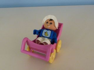 Lego Duplo Vintage Baby In Pram Stroller Buggy