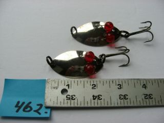 462) 2 Vintage Hofschneider Red Eye Wiggler Spoon Lures.  Both Approx.  2.  25 "