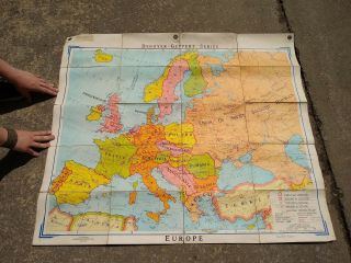 Large Denoyer - Geppert Canvas Backed Folding Map Of Europe 1967.