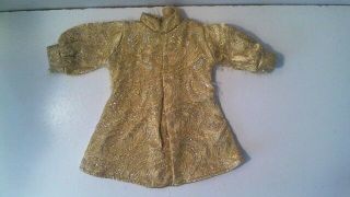 Vintage Barbie Doll Clothes Gold Yellow Dress With Pleat In Front - Long Sleeve