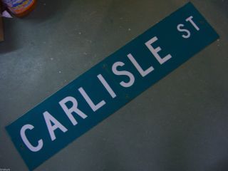 Vintage Carlisle St Street Sign 42 " X 9 " White Lettering On Green
