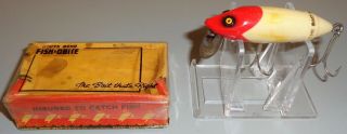 Vintage South Bend Fish - Obite Fishing Lure Red/white Rw With Box Vgc