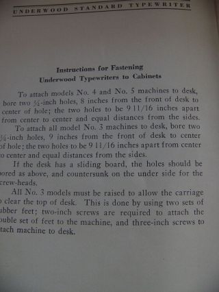 Antique 1920 Instructions Underwood Standard Typewriter Models 3,  4,  5 5