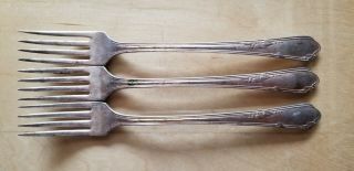 3 Antique,  Vintage Collectible Forks,  7.  5 " Wm A Rogers A1 Plus Silver Plate