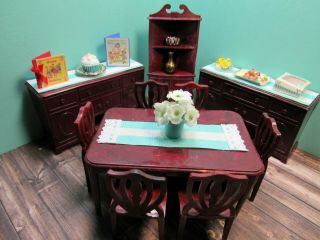 Jaydon Ten Piece Dining Room Set,  Vintage Plastic Dollhouse Furniture Renwal