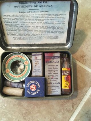 Vintage Boy Scout - Early Bauer & Black First Aid Kit - Complete Contents