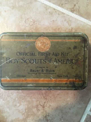 VINTAGE BOY SCOUT - EARLY BAUER & BLACK FIRST AID KIT - COMPLETE CONTENTS 2