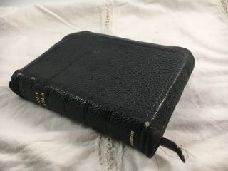 Vintage Cambridge Kjv Ruby Amethyst Holy Bible Black Leather Compact