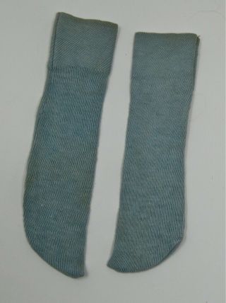 Antique Blue Cotton Doll Socks For French German Bisque Head Dolls 16 - 17 "
