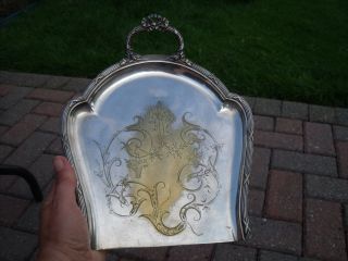Engraved/etched Art Nouveau Silver Plated Crumb Tray.
