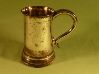 Antique Georgian Sheffield Silver Plated Tankard With Wooden Base C1780