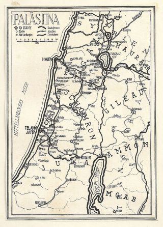 Judaica Palestine Small Old Map Of Palastina