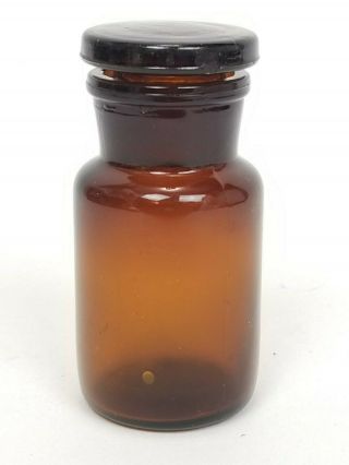 Antiquevintage Amber Apothecary Medicine Bottle Pharmacy W/ Glass Stopper 3 3/4 "