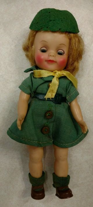 Vintage Effanbee Vinyl Fluffy Girl Scout Scouting Doll All 8 " 1960 
