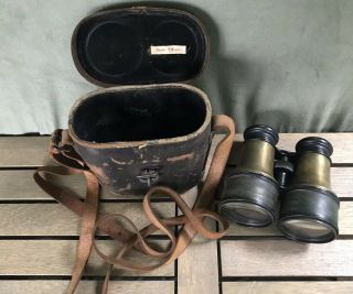 Vintage Antique Binoculars Glasses Lemaire Fabt Paris And Case