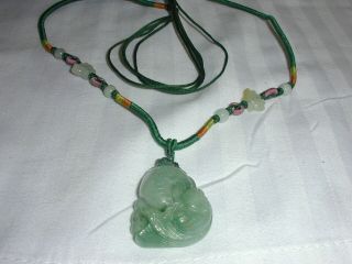 Antique Chinese Carved Jade? Fish Necklace With Silk Cord