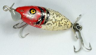 VINTAGE PFLUEGER BABY SCOOP FISHING LURE 9337 WHITE - RED SILVER SPARKS w/ ORIGINA 4