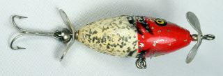 VINTAGE PFLUEGER BABY SCOOP FISHING LURE 9337 WHITE - RED SILVER SPARKS w/ ORIGINA 5