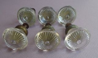 Set Of Six Antique Glass Drawer Pulls / Knobs - Circa 1920