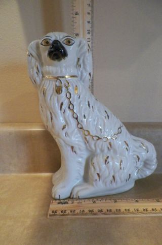 Antique Staffordshire Spaniel Dog Figurine Statue Made In England 8 " H