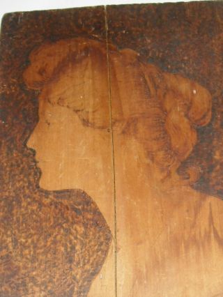 Gibson Girl Folk Art,  Primitive,  Americana Wood Pyrography Unfinished Portrait