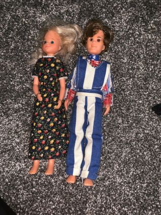 2 Vintage Mattel 1973 Sunshine Family Dolls Boy And Girl Doll Clothes