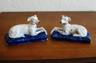 Vintage Porcelain Bisque Staffordshire Dalmatian Dogs Figurine Set