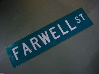 Vintage Farwell St Street Sign White On Green Background 36 " X 9 "
