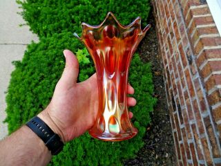 Antique Fenton Carnival Glass Thumbprint Marigold Vase