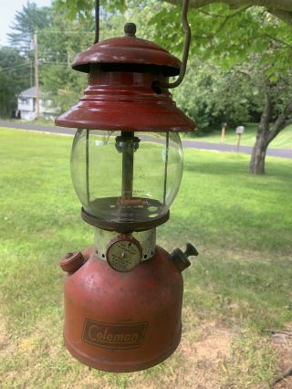 1958 Vintage Coleman Model 200a The Sunshine Of The Night Single Gas Red Lantern