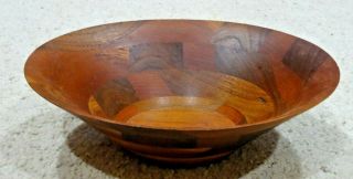 Handcrafted Turned Wood Wooden Bowl – 10” Across Top – Signed & Dated - Euc