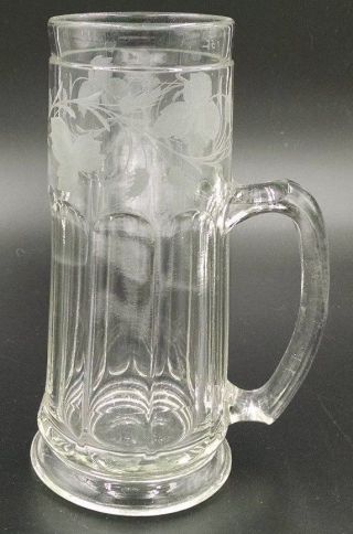 Lovely Footed Antique Frosted Etched Tall Stein