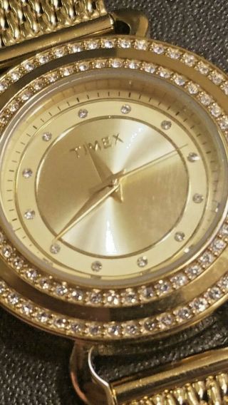 Vintage Timex Sr626sw - Gold Tone Watch W/ Diamond Bezel