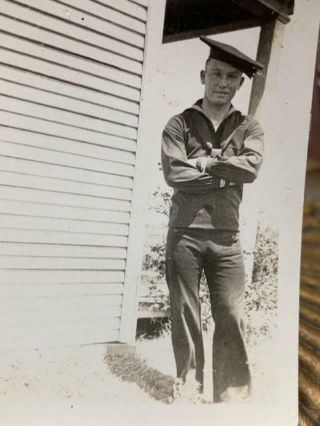 Vintage Antique Snapshot Photo Ww1 Young Man Navy Sailor Uniform Military